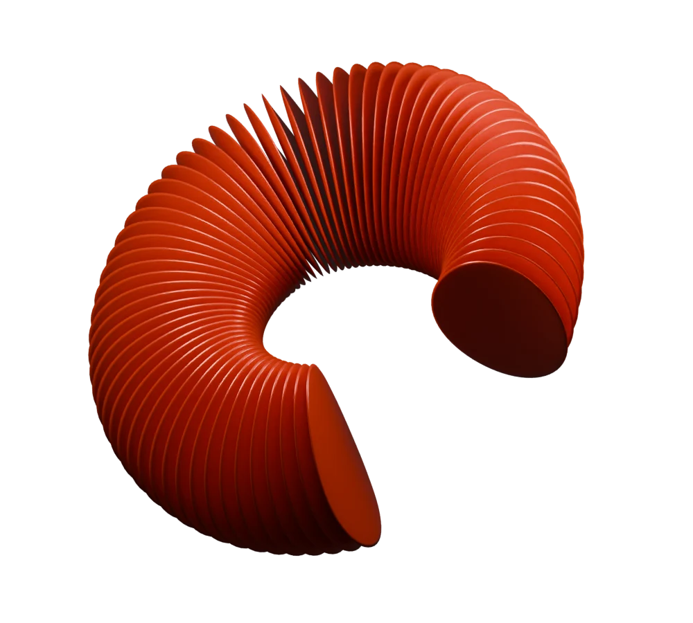A red fin sculpture representing the discover stage